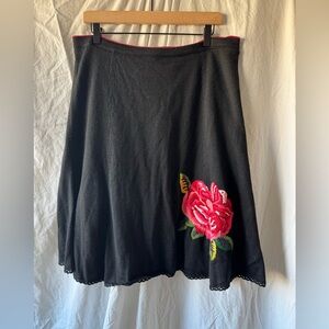 RARE Viola for Anthropologie Wool Blend Goth Glam Whimsy Rosette A Line Skirt